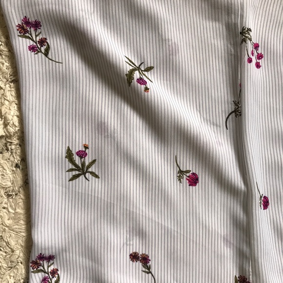 Francesca's Collections | Tops | Pinstripe Flower Bell Ruffle Sleeve ...